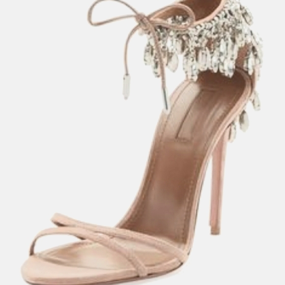 ****SOLD***100% Authentic Aquazzura Eden Crystal-Embellished Suede Sandals Sz 39 - Picture 1 of 10